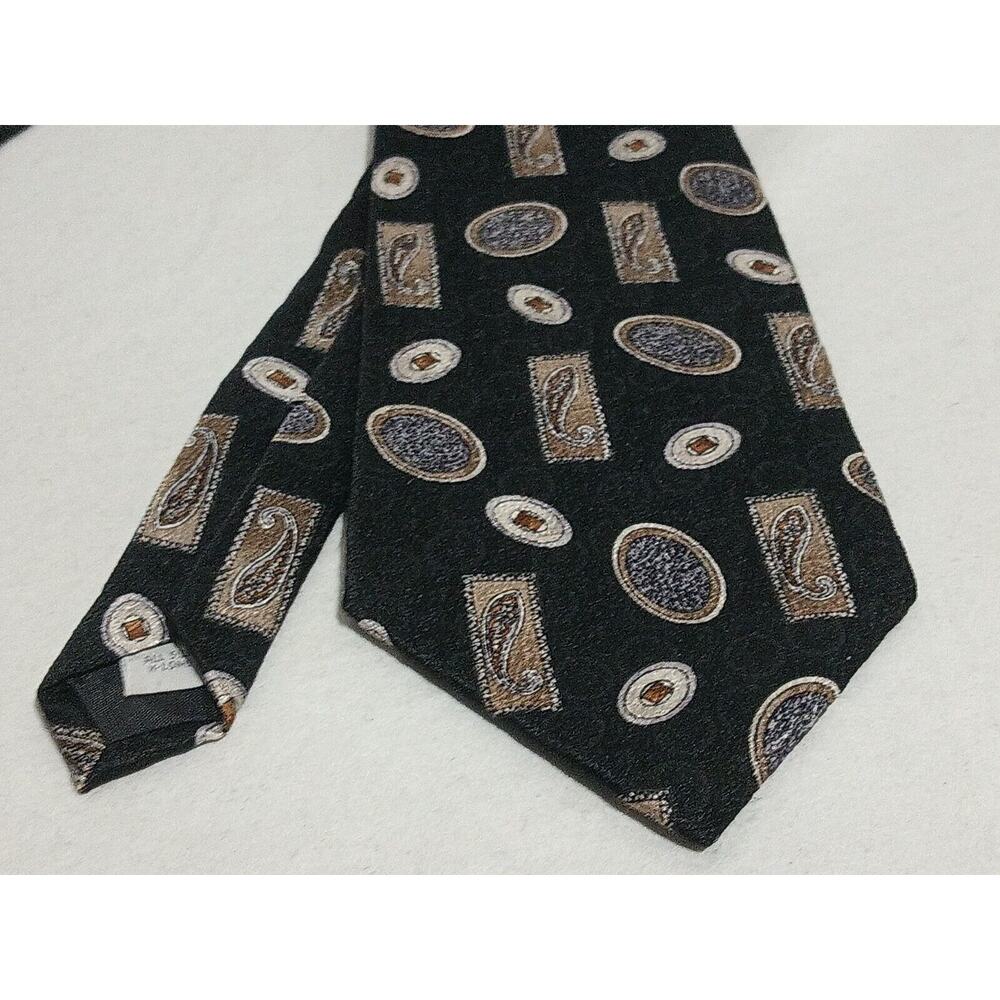 Alexander Lloyd 100% Imported Silk Black Print X-long Tie Made In USA